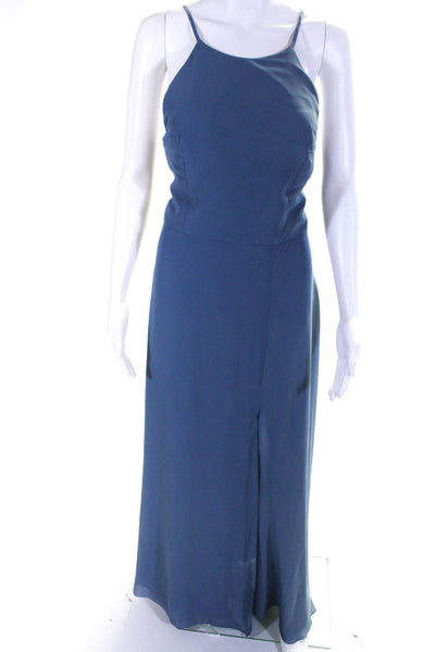 Jenny Yoo Womens Blue Slate Blue Kayla Gown Size 12 11317323