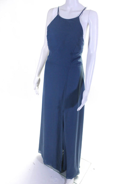 Jenny Yoo Womens Blue Slate Blue Kayla Gown Size 12 11317323