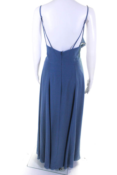 Jenny Yoo Womens Blue Slate Blue Kayla Gown Size 12 11317323