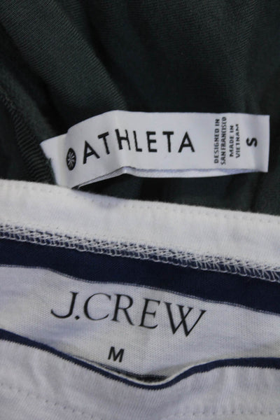 J Crew Athleta Womens Cotton Long Sleeve Shirts Multicolor Green Size M S Lot 2