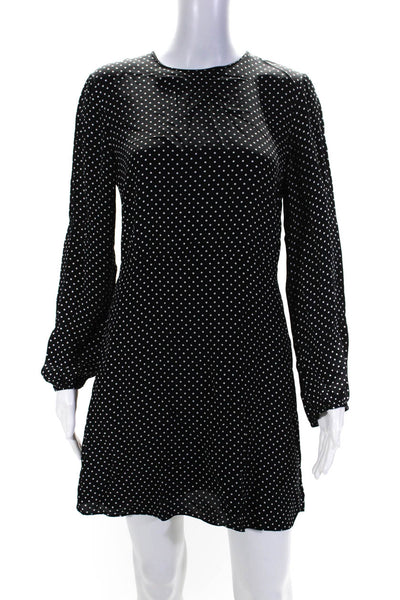 Theory Womens Black Black Crepe Polka Dot Crew Dress Size 6 13110975
