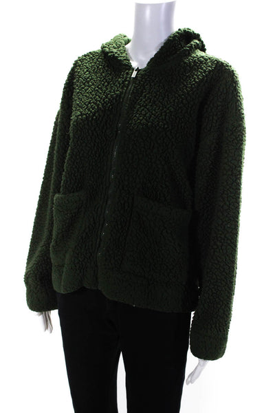 Splendid Womens Green Green Faux Sherpa Jacket Size 6 13865946