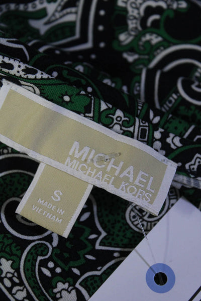 Michael Michael Kors Women's Round Neck Log Sleeves A-Line Mini Dress Paisley S
