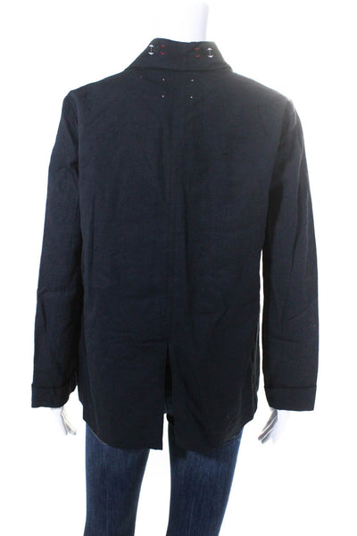Forte Forte Women's Linen Embroidered Tie Front Jacket Navy Size 1