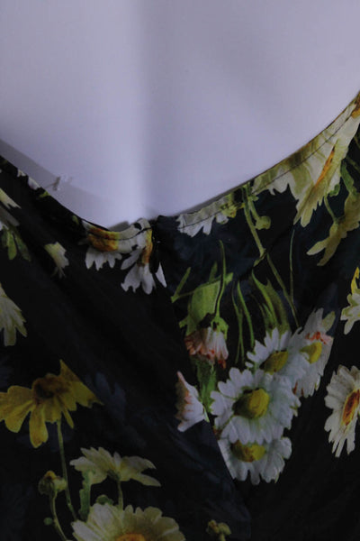Gizia Womens Sleeveless Floral High Tie Neck Halter Top Blouse Black Size 38