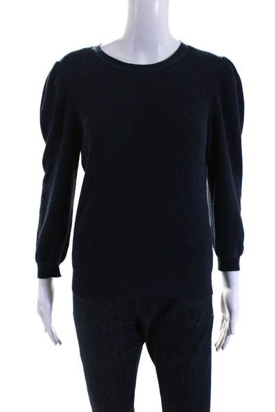 Cotton By Autumn Cashmere Womens Long Sleeve Crew Neck Sweater Blue Size Small