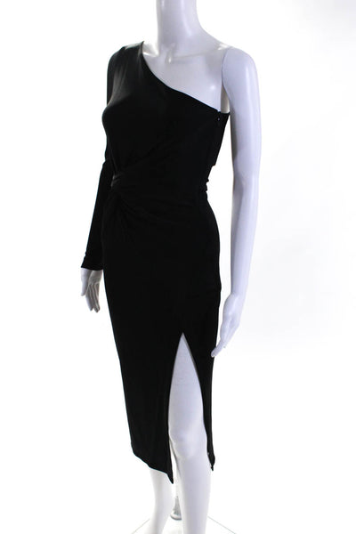 Cushnie Et Ochs Womens Side Zip One Shoulder Knit Sheath Dress Black Size XS