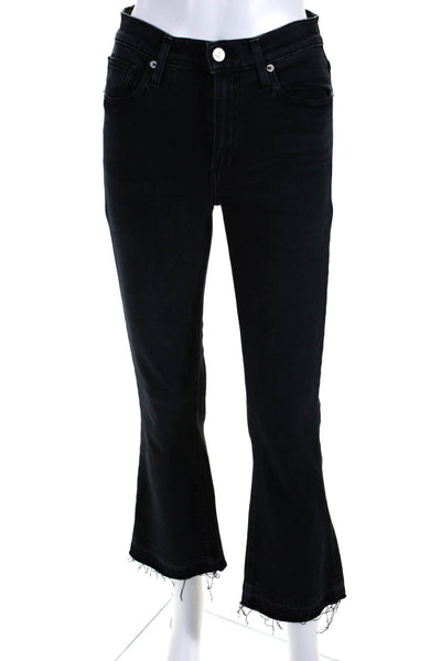Le Jean Womens Buttoned Flare Leg Distress Hem Colored Jeans Navy Size EUR25