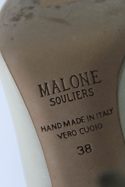 Malone Souliers Womens Stiletto Metallic Trim Pumps White Leather Size 38