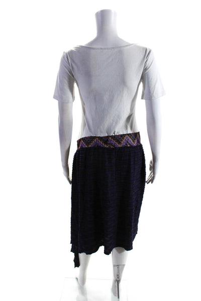 Lee Andersen Womens Striped Asymmetrical Hem A Line Skirt Purple Black Size OS
