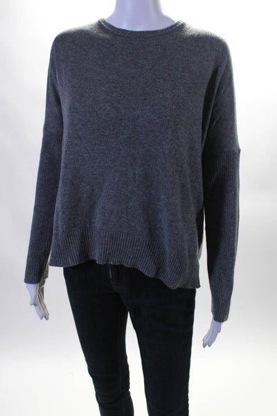 Even if Women's Long Sleeve Side Slit Pullover Sweater Gray Size M