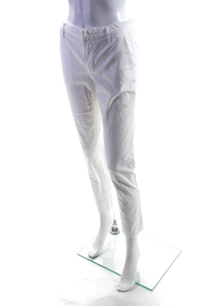Sundry Womens Cotton Mid-Rise Fringe Hem Straight Leg Trousers White Size 24