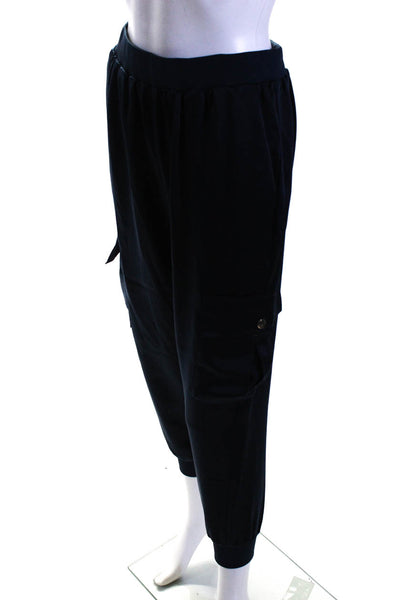 Ramy Brook Womens Elastic Waistband Satin Jogger Pants Navy Blue Size XS