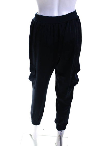 Ramy Brook Womens Elastic Waistband Satin Jogger Pants Navy Blue Size XS