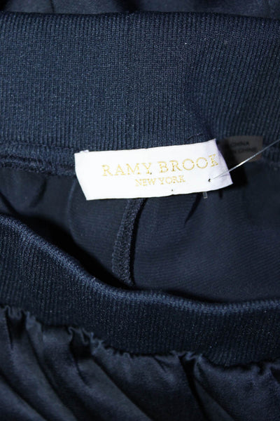 Ramy Brook Womens Elastic Waistband Satin Jogger Pants Navy Blue Size XS