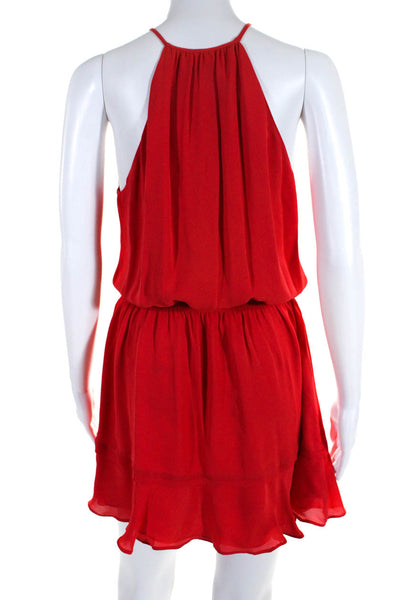 Parker Womens Silk Sleeveless Layered Ruched Waist Mini Dress Red Size Small