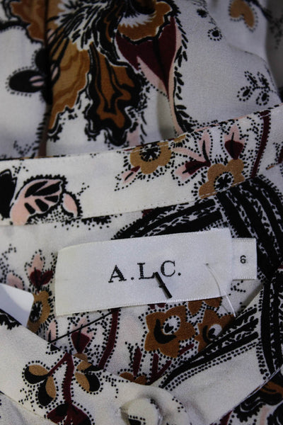 ALC Women's V-Neck Long Sleeves Drop Waist Mini Dress Floral Size 6