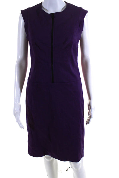 Derek Lam Women's Round Neck Sleeveless A-Line Midi Dress Purple Size M