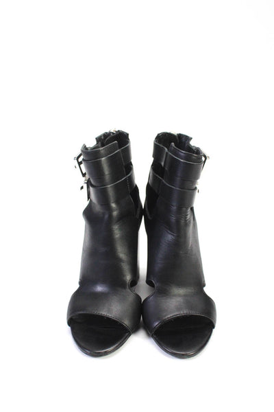 Zara Woman Womens Leather Open Toe Cut Out Ankle Boots Black Size 39 9