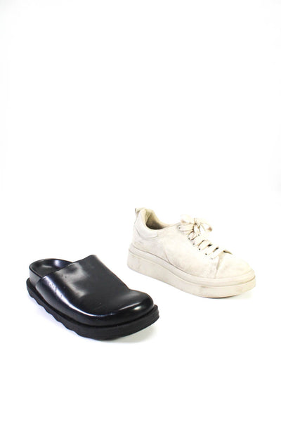 Zara Womens Leather Mules Sneakers Black Beige Size 38 8 39 9 Lot 2