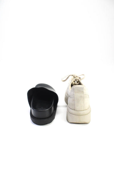 Zara Womens Leather Mules Sneakers Black Beige Size 38 8 39 9 Lot 2