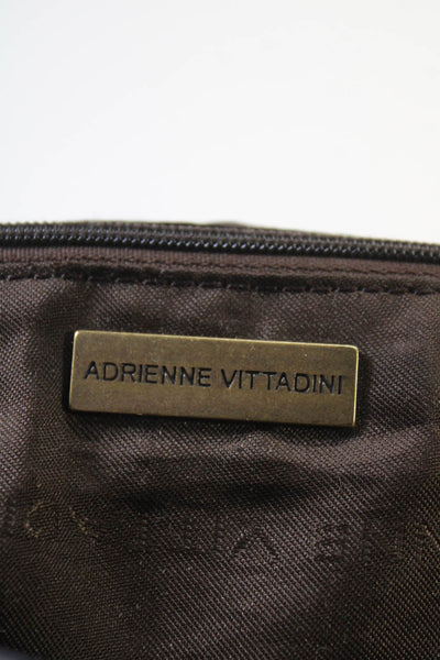 Adrienne Vittadini Womens Leather Gold Tone Shoulder Handbag Navy Blue