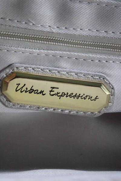 Urban Expressions Womens Woven Crosbody Shoulder Handbag Beige White