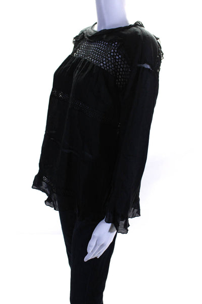 Etoile Isabel Marant Womens Black Cotton Crew Neck Long Sleeve Blouse Top Size34