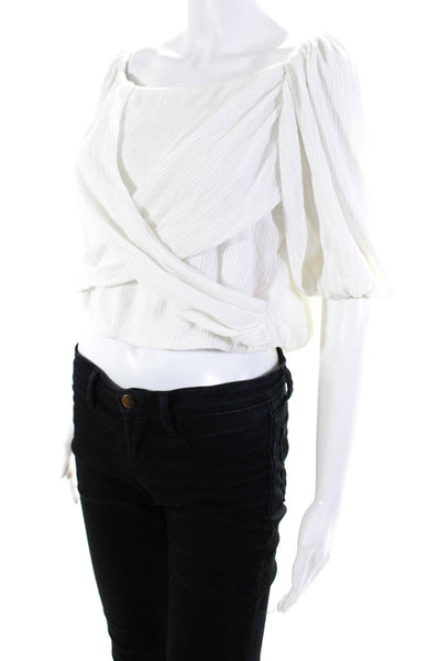 Sachin & Babi Womens White Tyneri Draped Puff Sleeve Top Size 6 13850881