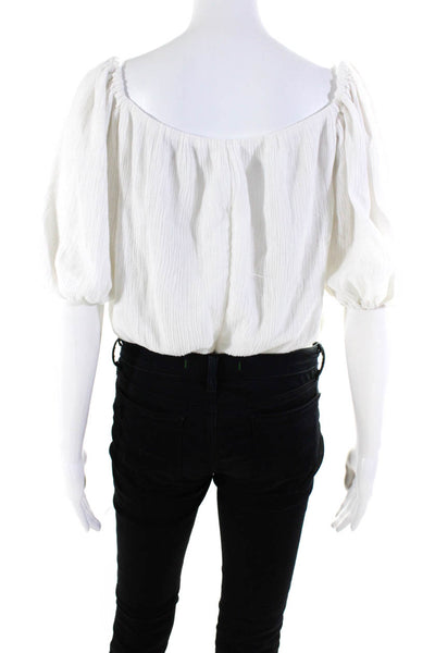 Sachin & Babi Womens White Tyneri Draped Puff Sleeve Top Size 6 13850881