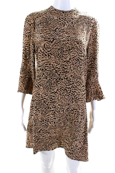 HVN Womens Brown Ashley Bell Sleeve Mini Dress Size 12 12618607