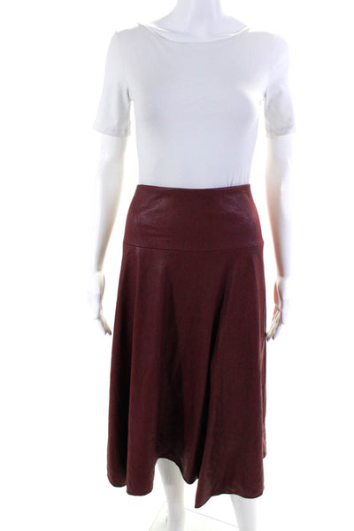 Rebecca Taylor Womens Red Malbec Vegan Leather Skirt Size 12 12520539