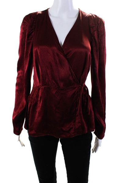 Chelsea and Walker Womens Red Nicole Wrap Top Size 4 12972305