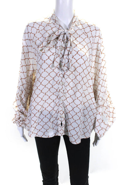 7 For All Mankind Womens White White Chain Print Top Size 12 13293396