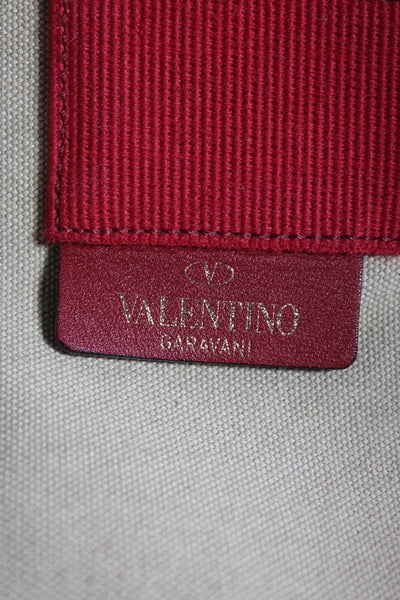Valentino Garavani Womens Red Brown Canvas Grand Plage 2018 Butterfly Patches To