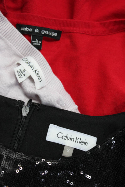 Calvin Klein Women's Crewneck Long Sleeves Sweater Lavender Size M Lot 3