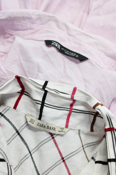 Zara Women's Collar Long Sleeve Button Down Shirt Pink Size S Lot 2