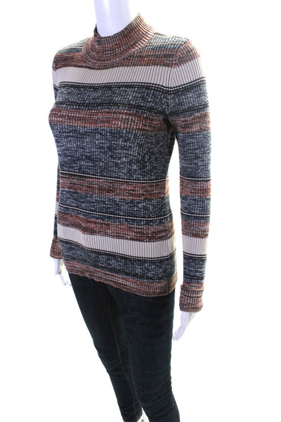 prAna Womens Cotton Tight-Knit Long Sleeve Mock Neck Sweater Multicolor Size S
