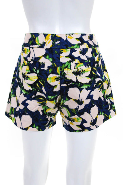 J Crew Womens Cotton Pink Floral Side Zip Up Mini Shorts Blue Size 6