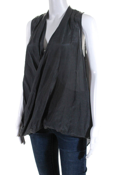 Calypso Saint Barth Womens Cotton Sleeveless Sheer Tunic Top Blouse Gray Size S