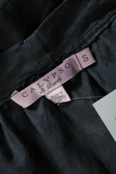 Calypso Saint Barth Womens Cotton Sleeveless Sheer Tunic Top Blouse Gray Size S
