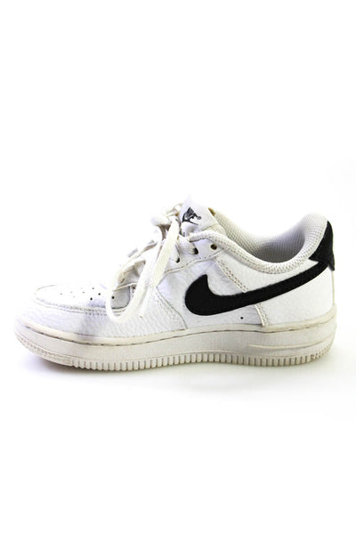 Nike Boys 'Force 1' Leather Lace Up Low Top Sneakers White Black Size 10.5C