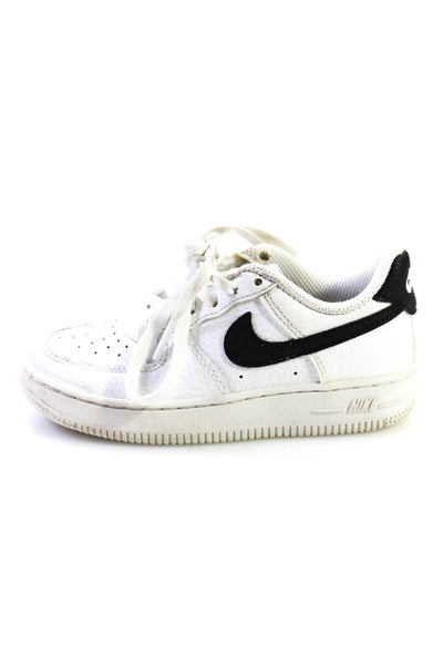 Nike Boys 'Force 1' Leather Lace Up Low Top Sneakers White Black Size 10.5C