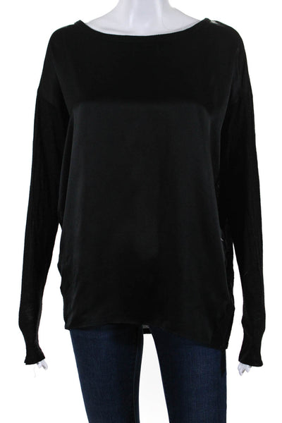 Vince Women's Silk Long Sleeve Pullover Blouse Black Size S