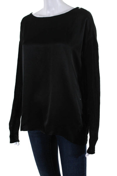 Vince Women's Silk Long Sleeve Pullover Blouse Black Size S