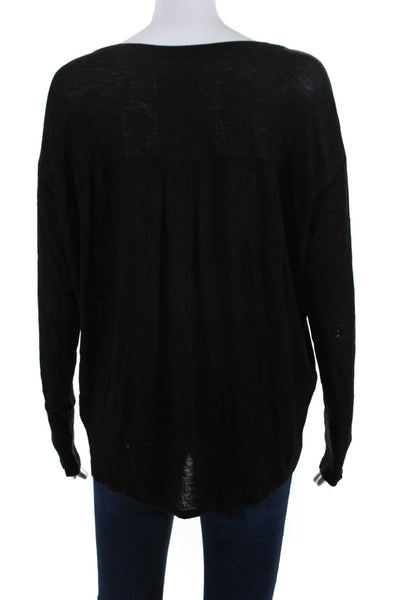 Vince Women's Silk Long Sleeve Pullover Blouse Black Size S