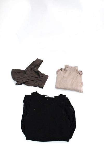 Zara Women's Turtleneck 3/4 Sleeve Sweater Brown Size S Lot 3