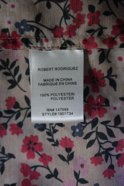 Robert Rodriguez Black Label Womens Long Sleeve Ruffled Floral Top Beige Multi 4