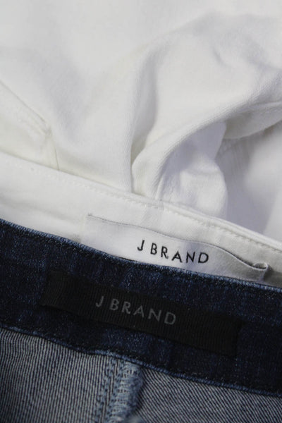 J Brand Womens Cotton Buttoned Sailor Skinny Jeans White Blue Size 28 Lot 2