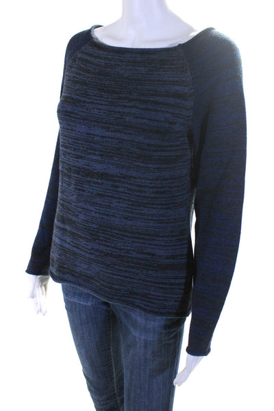 Thakoon Womens Raglan Boat Neck Tight Knit Pullover Sweater Blue Gray Size M